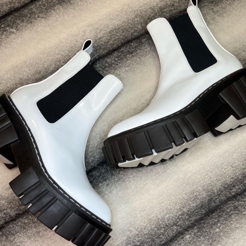 Stella McCartney Emelie Platform Lug Combat Pure White Boots